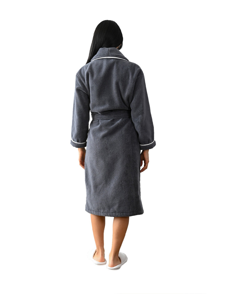 Peignoir mixte col chale avec bourdon...