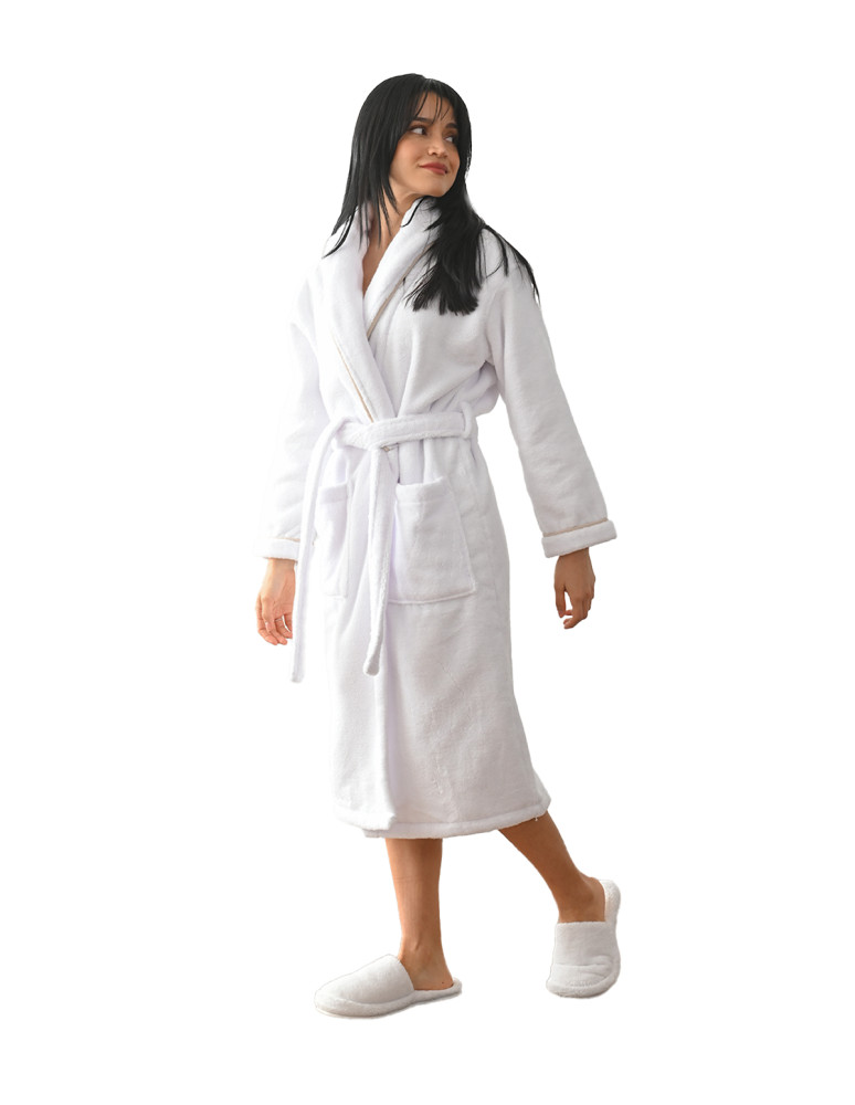 Peignoir mixte col chale avec bourdon...