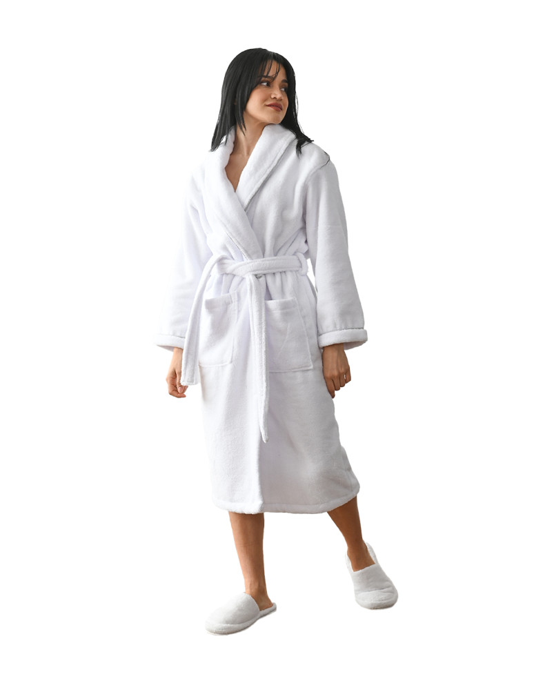 Peignoir mixte col chale avec bourdon...