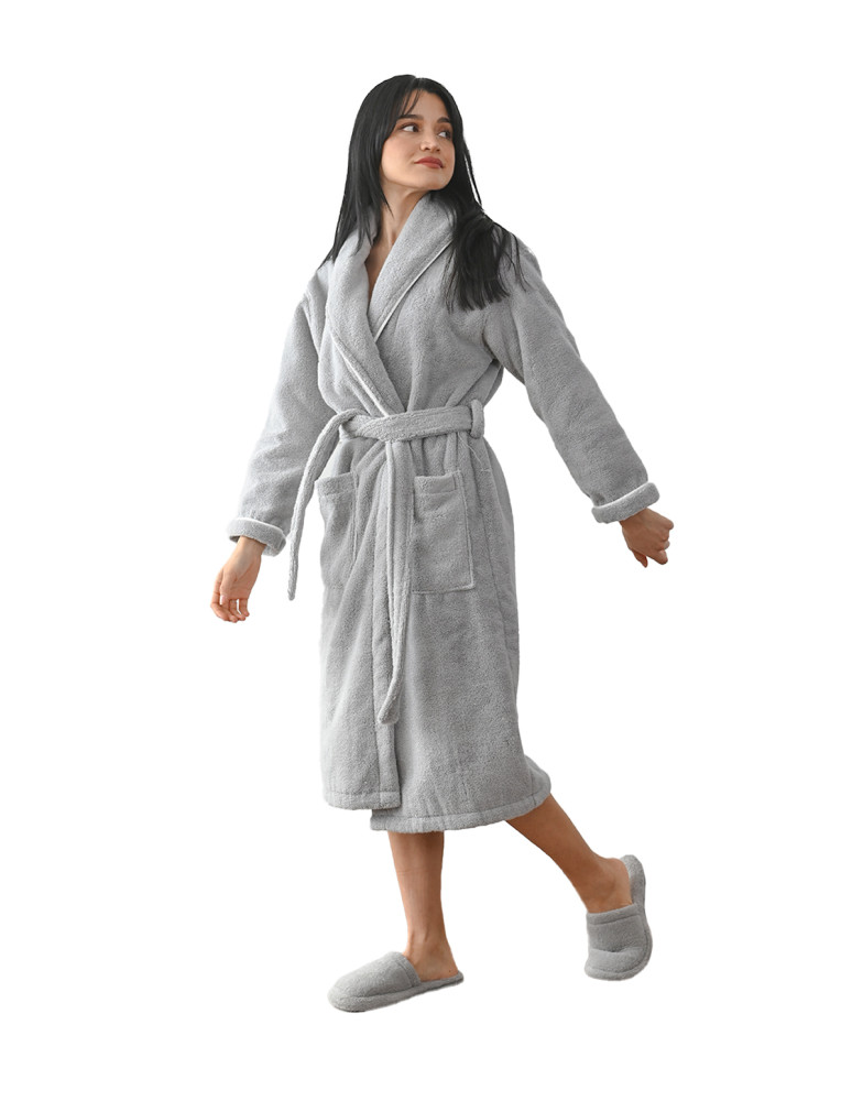 Peignoir mixte col chale avec bourdon...