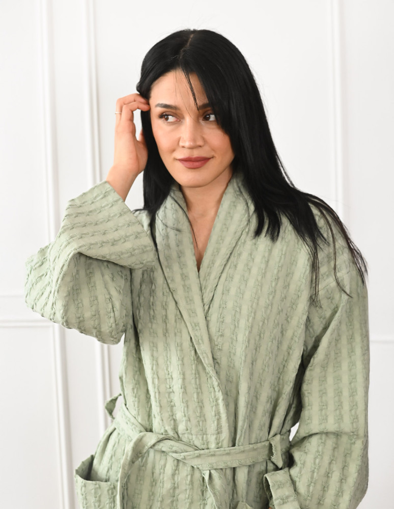 Peignoir mixte en coton WAFFLE KNOTE