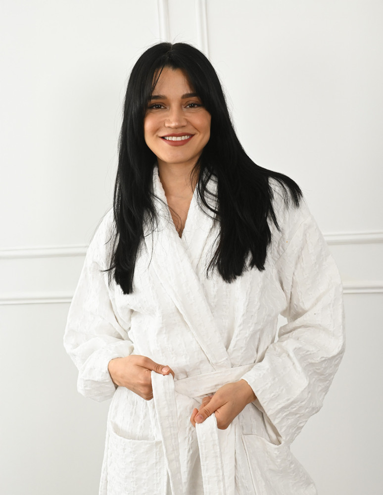 Peignoir mixte en coton WAFFLE KNOTE