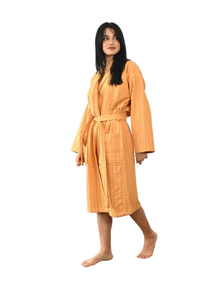 Peignoir mixte en coton WAFFLE KNOTE