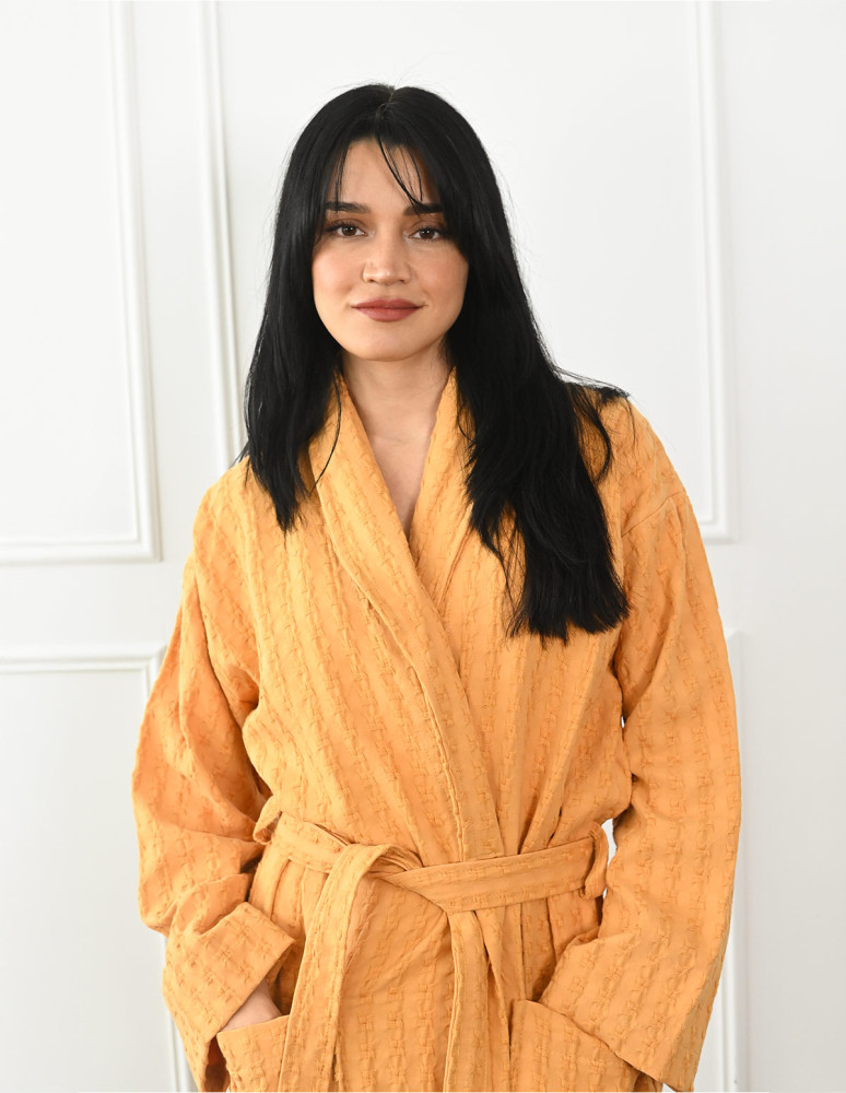 Peignoir mixte en coton WAFFLE KNOTE