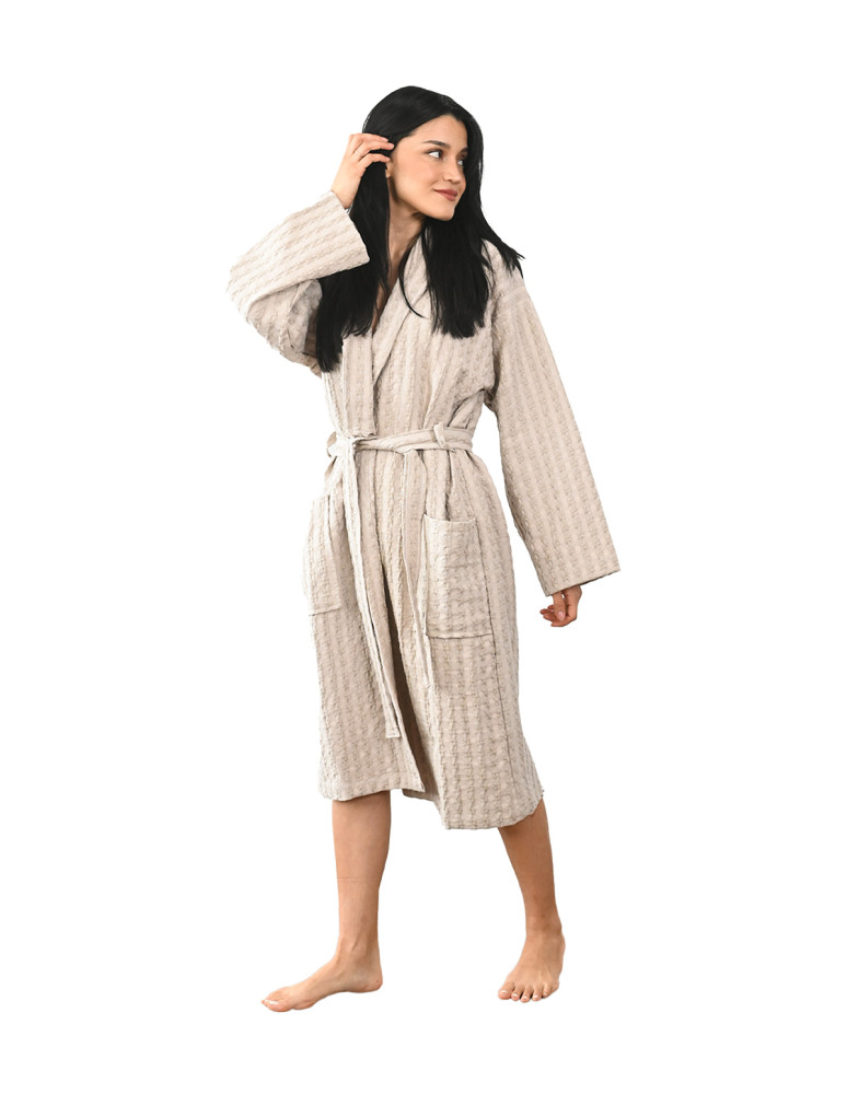 Peignoir mixte en coton WAFFLE KNOTE