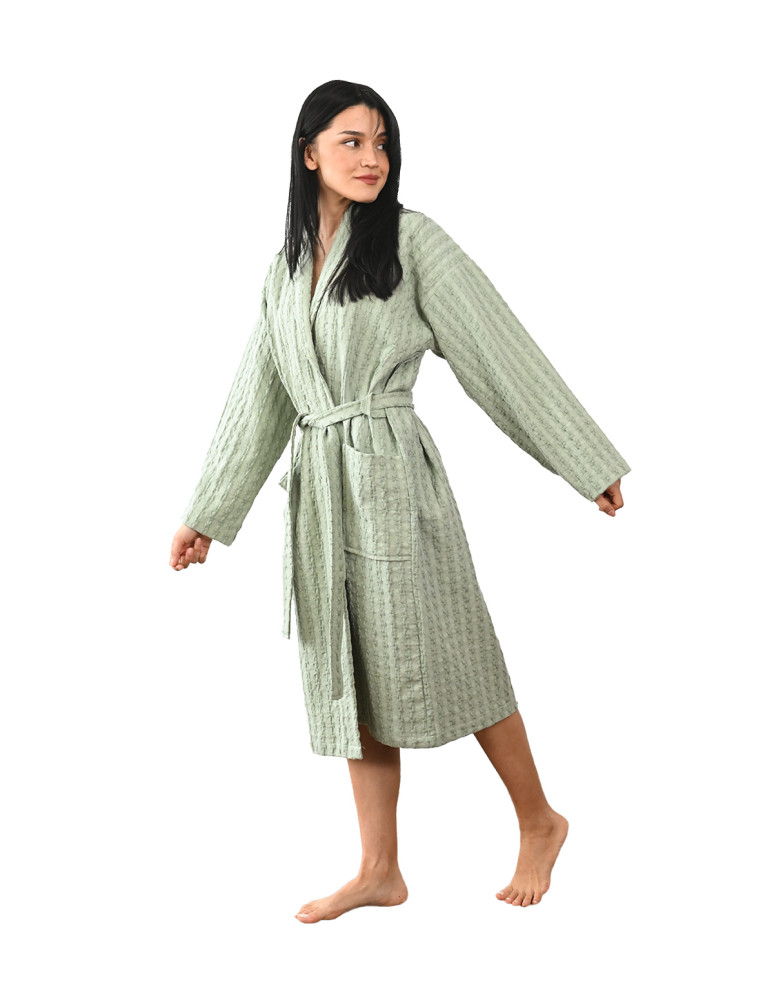 Peignoir mixte en coton WAFFLE KNOTE