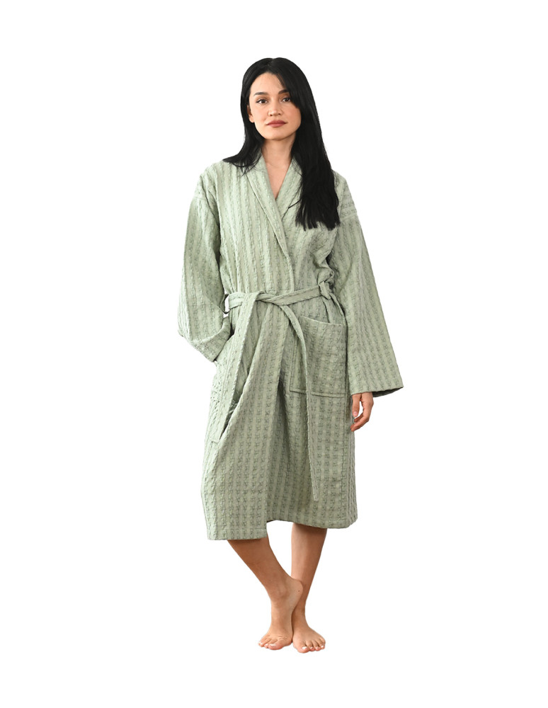 Peignoir mixte en coton WAFFLE KNOTE