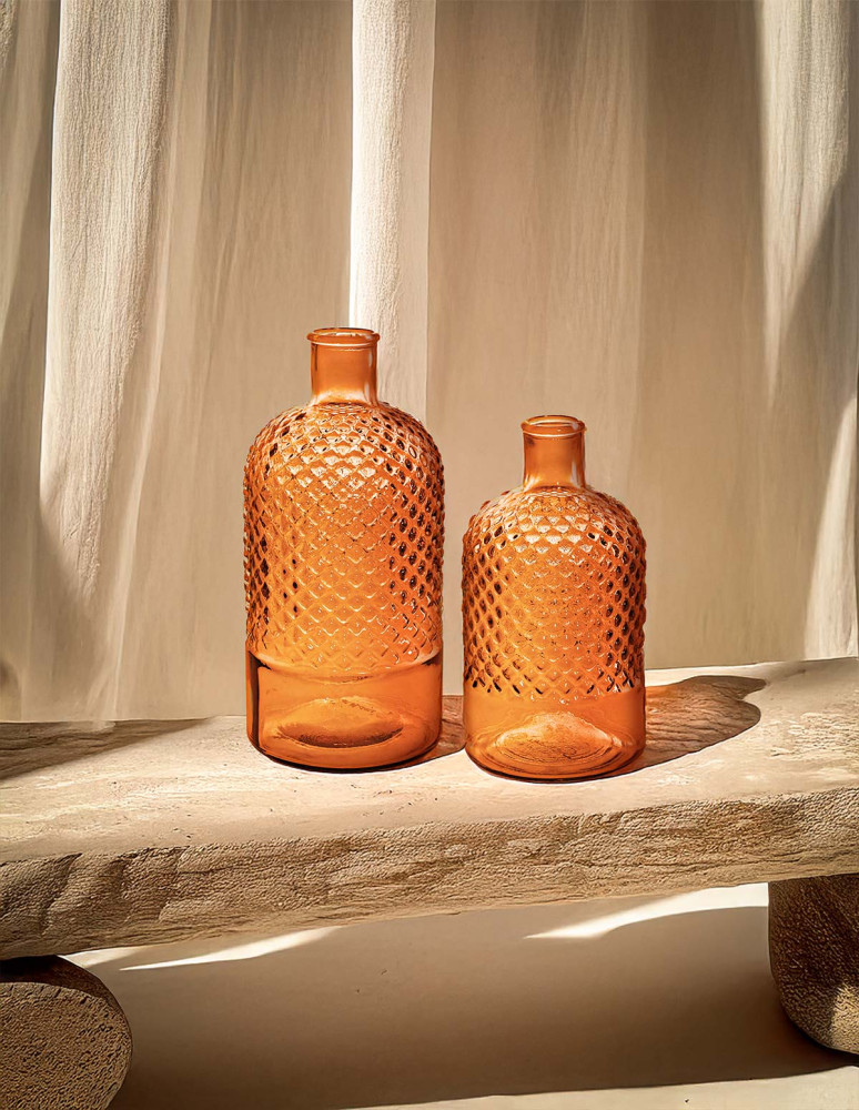 Vase bouteille en verre recyclé DIAMOND