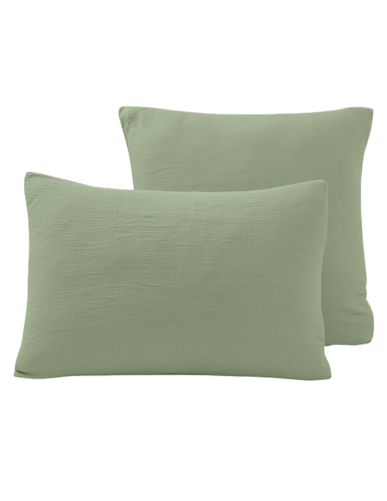 Lot de 2 taies d'oreiller en gaze de...