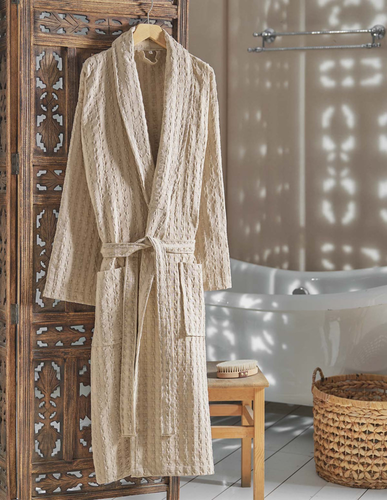 Peignoir mixte en coton WAFFLE KNOTE