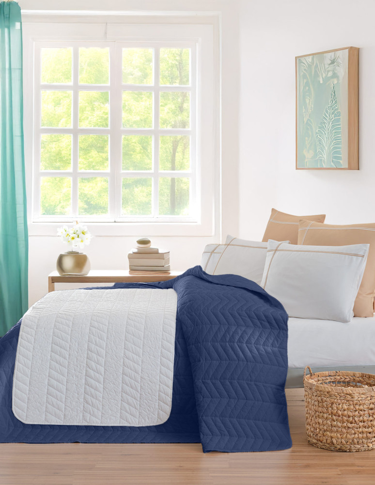 Chemin de lit en percale de coton...