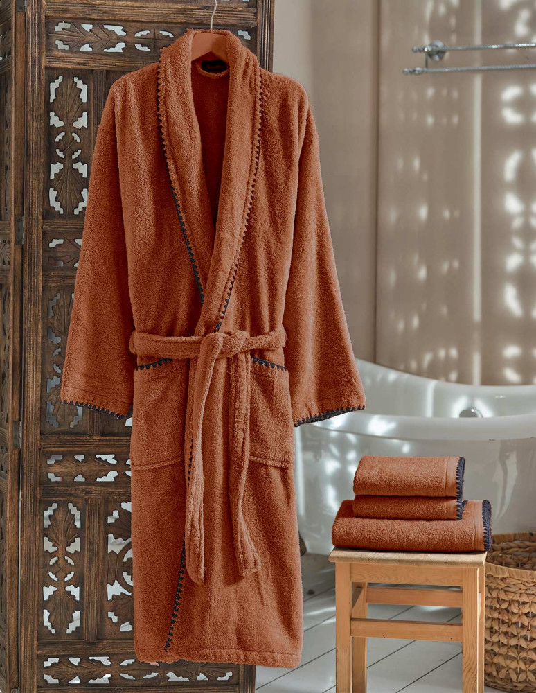 Peignoir mixte col châle point...