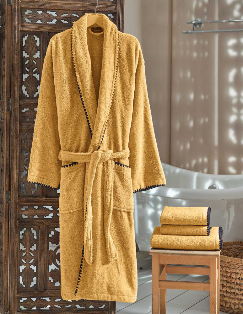 Peignoir mixte col châle point...