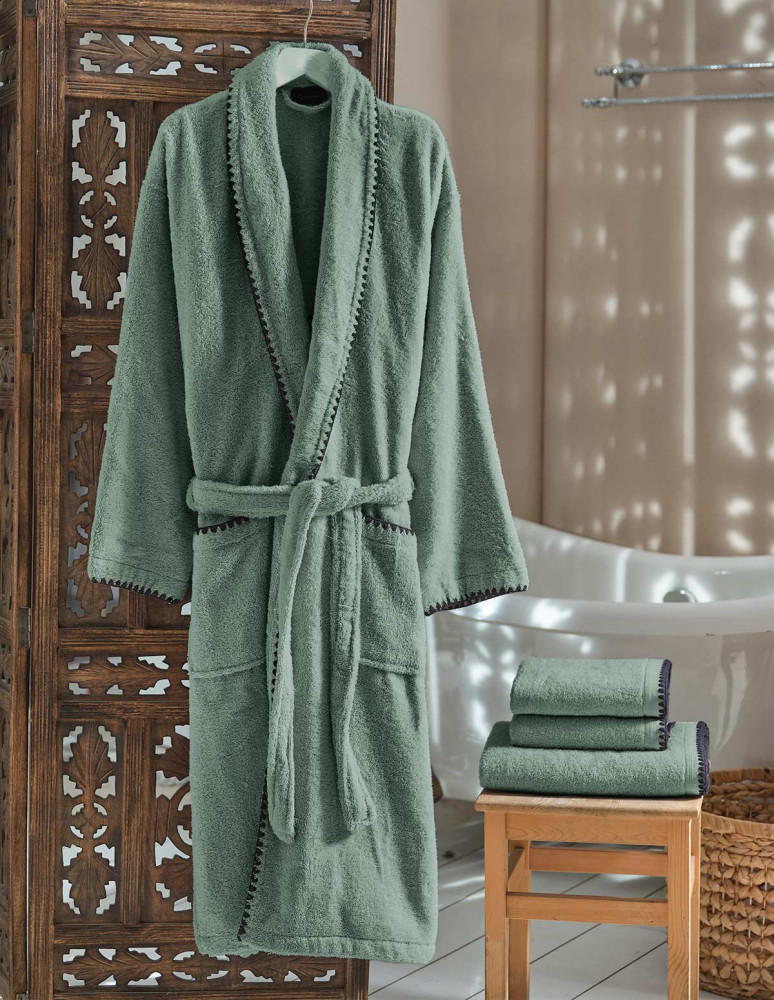 Peignoir mixte col châle point...