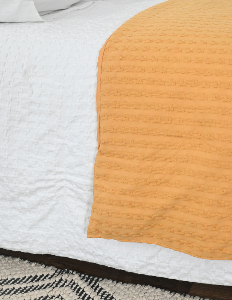 Chemin de lit en coton lavé WAFFLE KNOTE