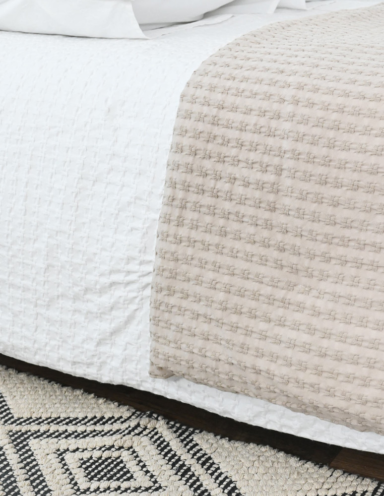 Chemin de lit en coton lavé WAFFLE KNOTE