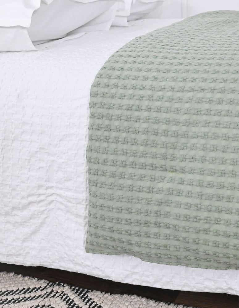 Chemin de lit en coton lavé WAFFLE KNOTE