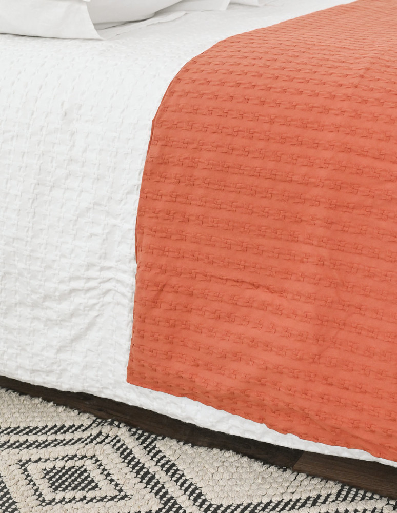 Chemin de lit en coton lavé WAFFLE KNOTE