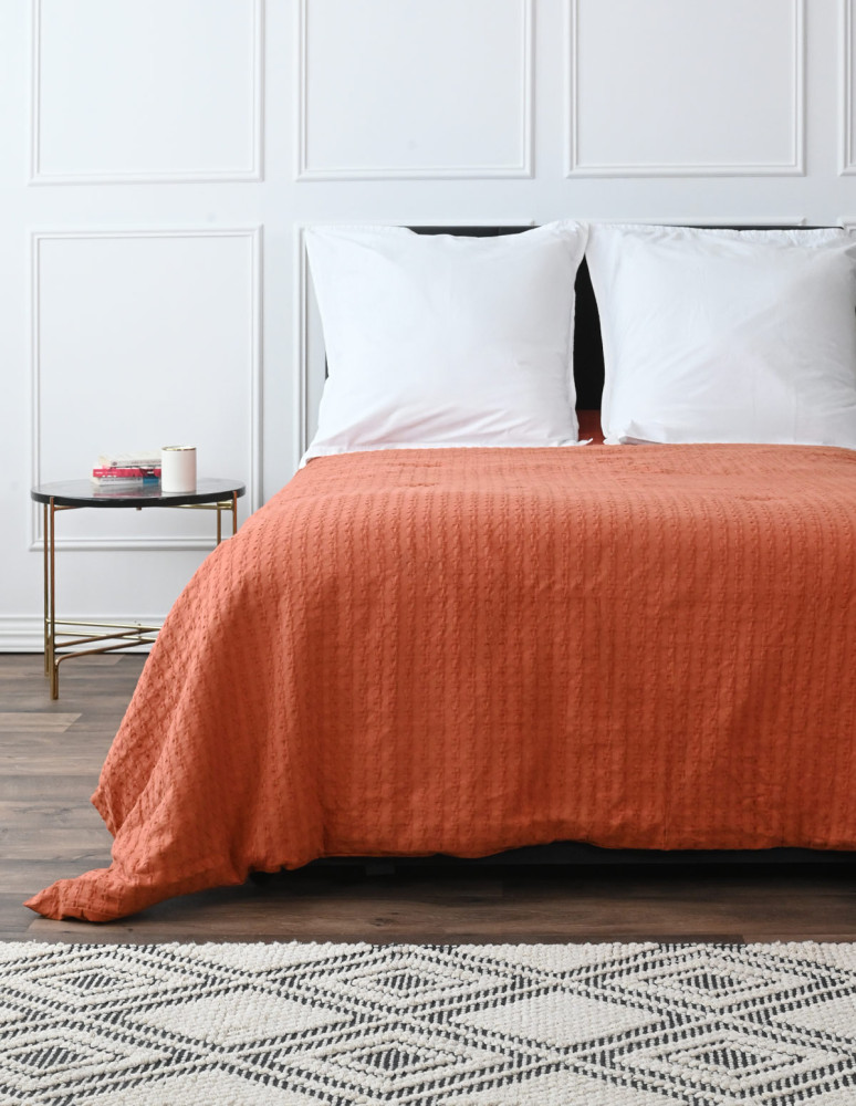 Couvre lit en coton lavé WAFFLE KNOTE