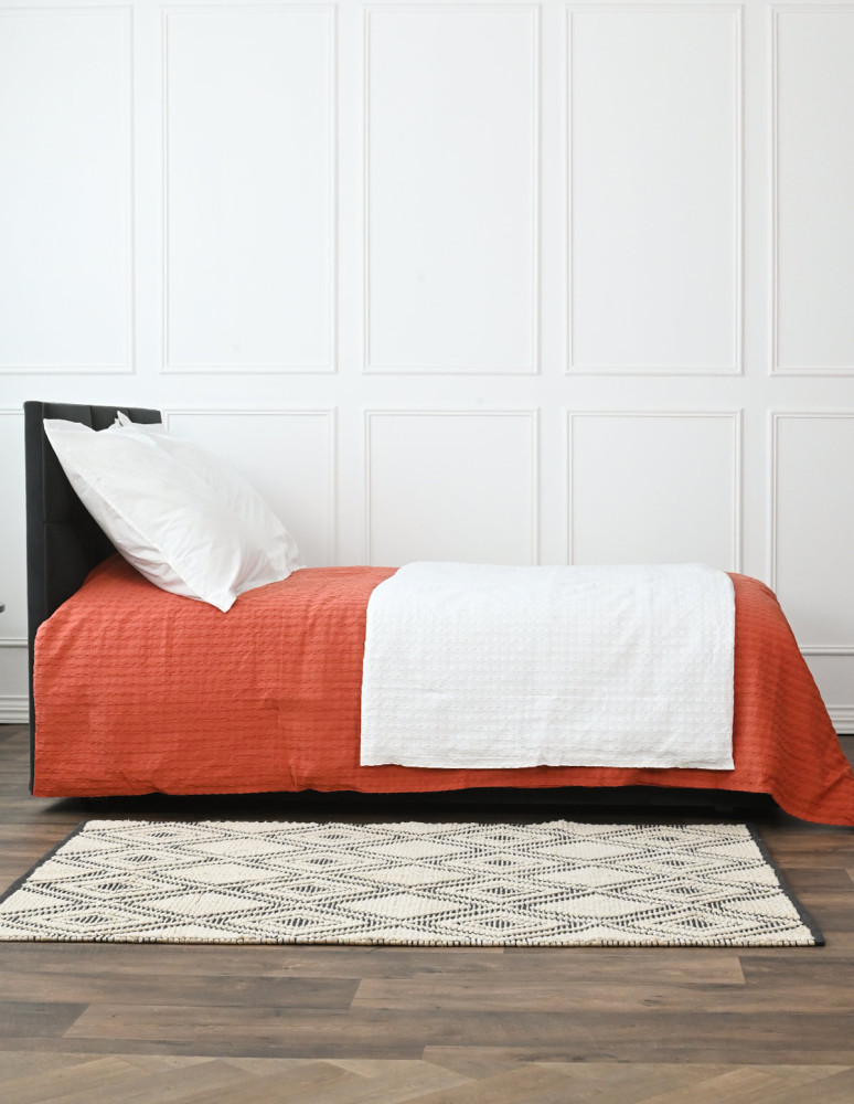 Chemin de lit en coton lavé WAFFLE KNOTE