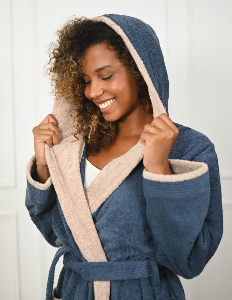 Peignoir mixte à capuche bicolore 420...