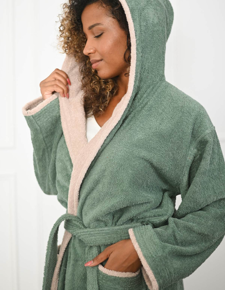 Peignoir mixte à capuche bicolore 420...