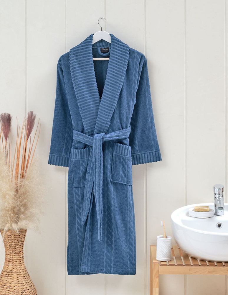 Peignoir mixte col châle jacquard...