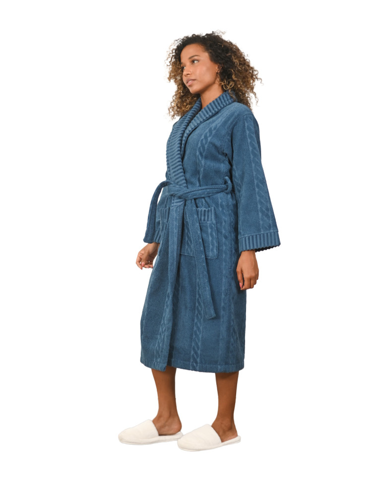 Peignoir mixte col châle jacquard...