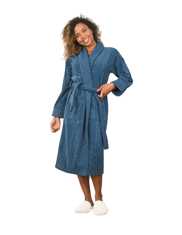 Peignoir mixte col châle jacquard...