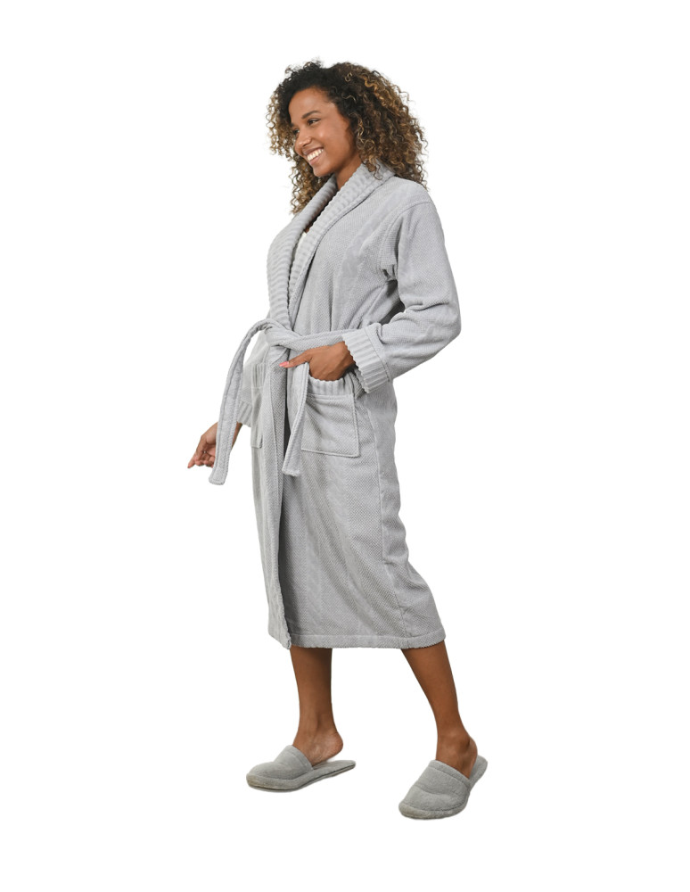 Peignoir mixte col châle jacquard...