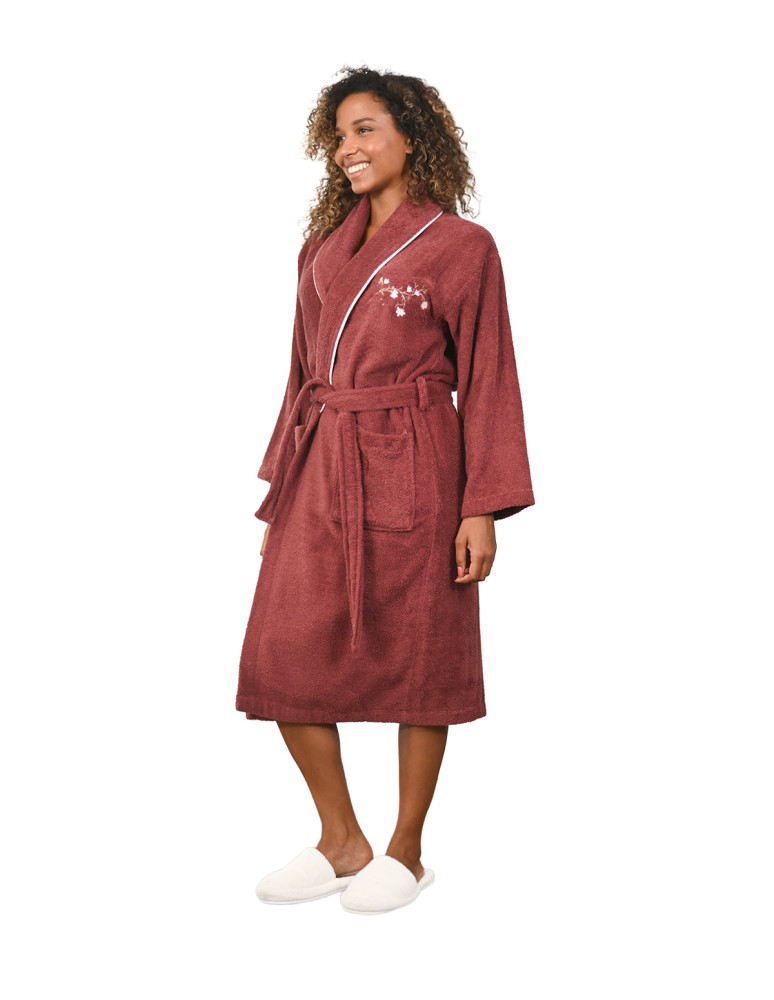 Peignoir brodé col châle 420 g/m² ELISE