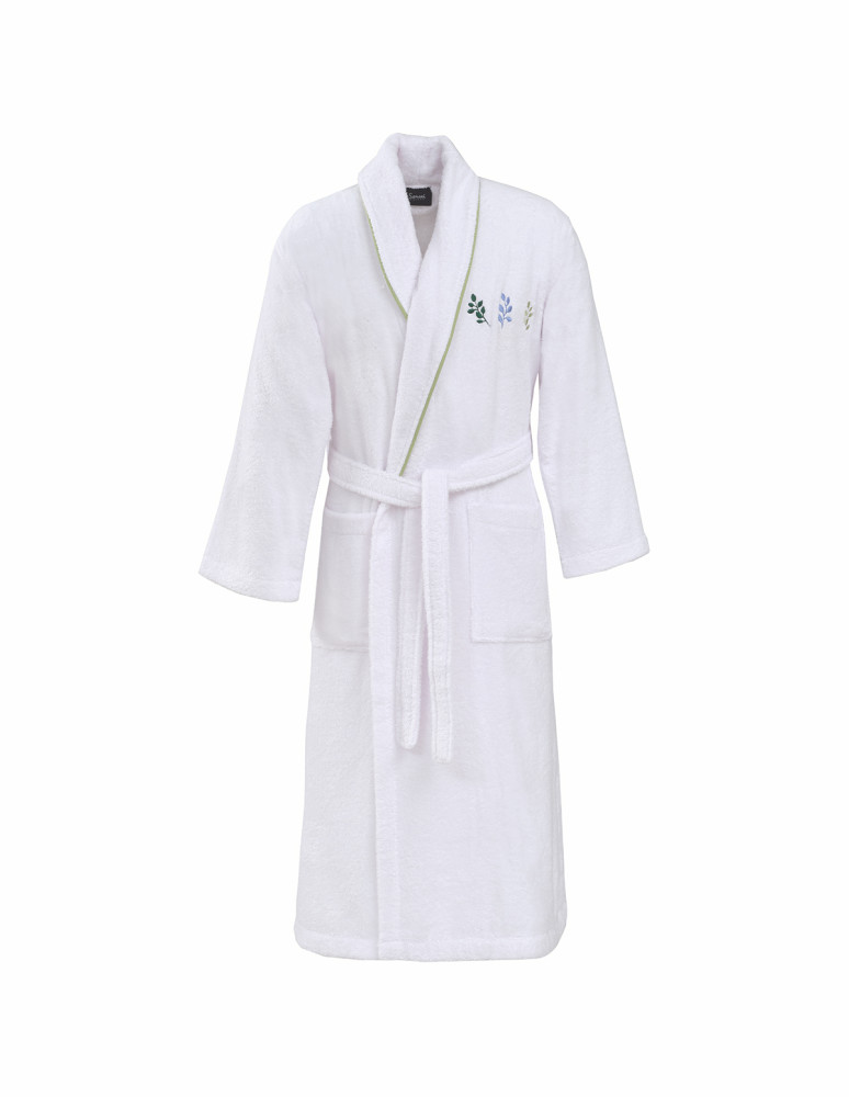 Peignoir brodé col châle 420 g/m²...