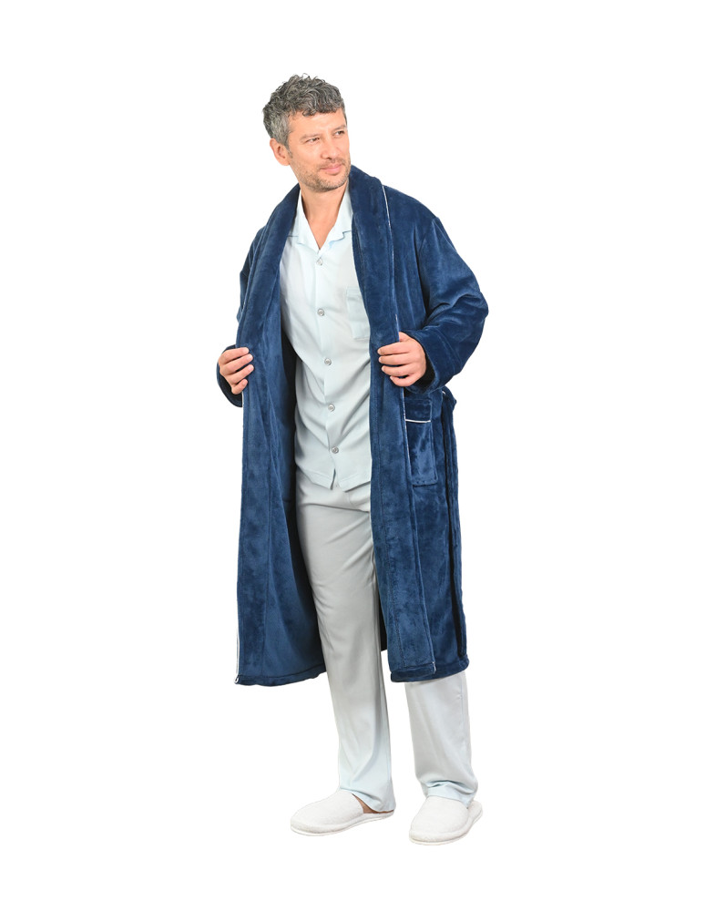 Peignoir polaire mixte avec passepoil...