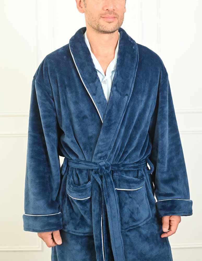 Peignoir polaire mixte avec passepoil...