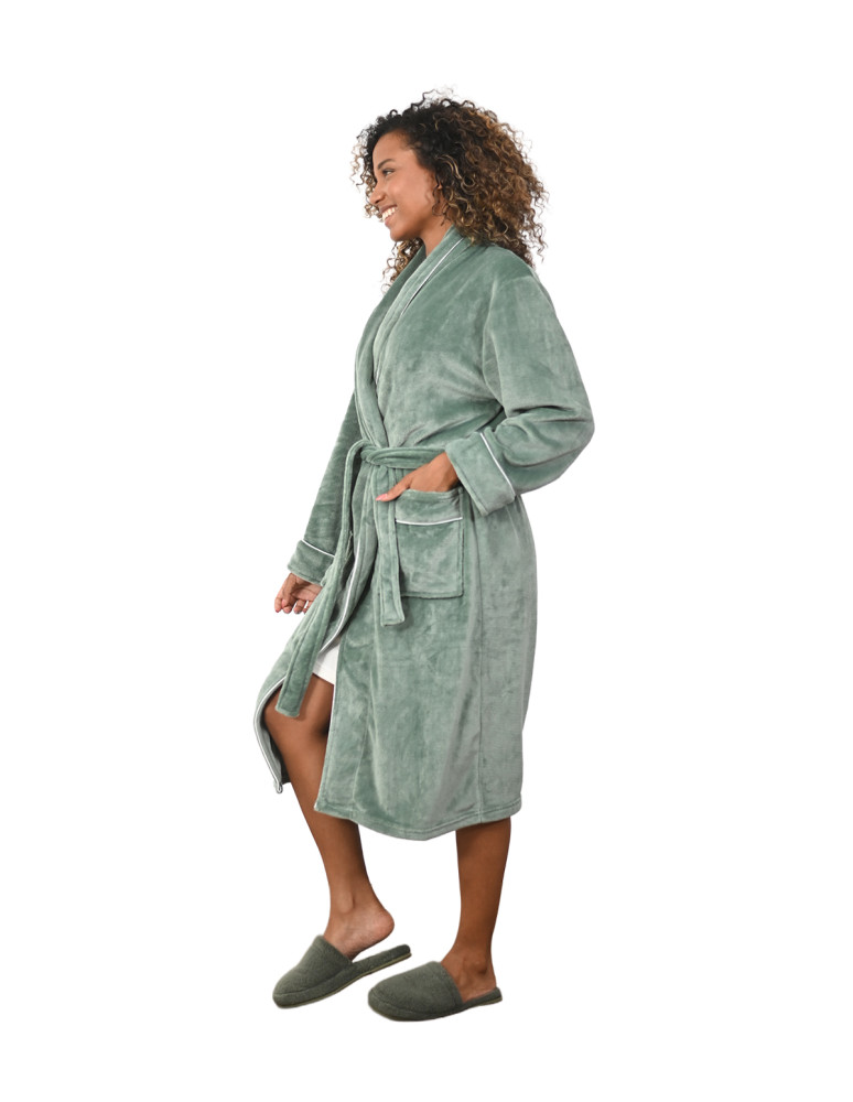 Peignoir polaire mixte avec passepoil...