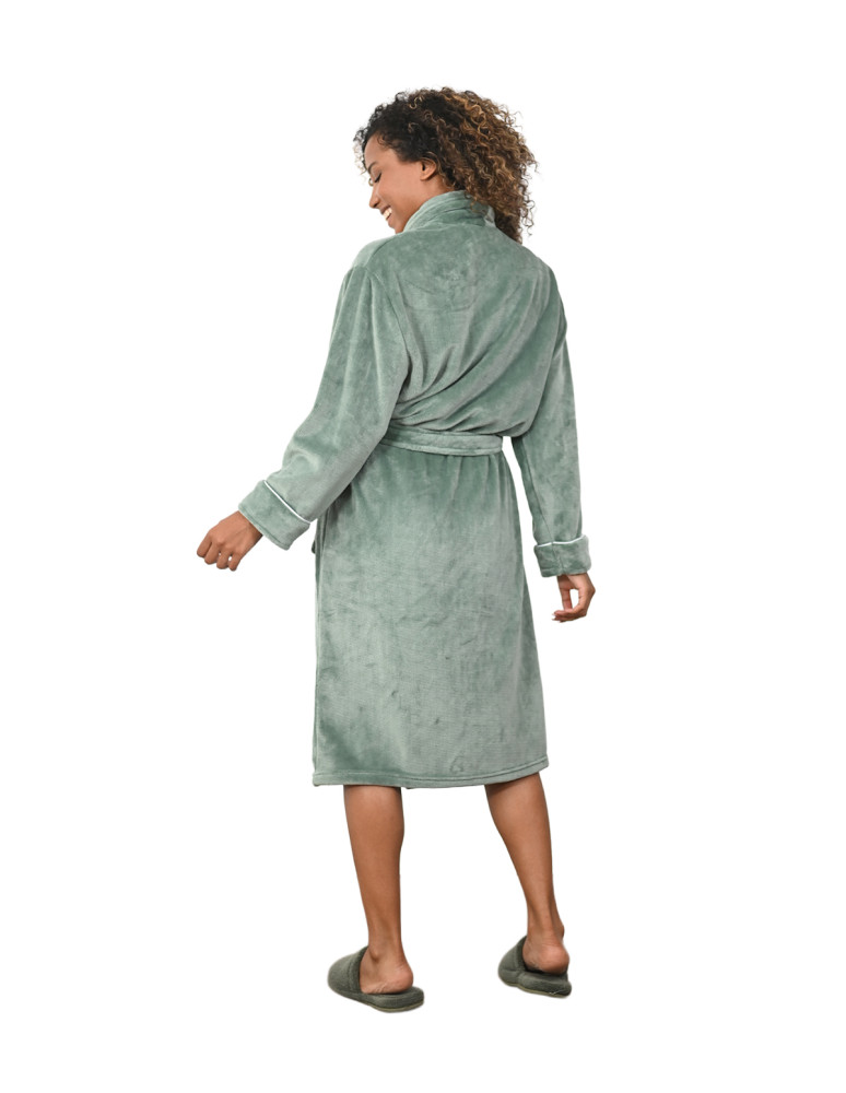 Peignoir polaire mixte avec passepoil...