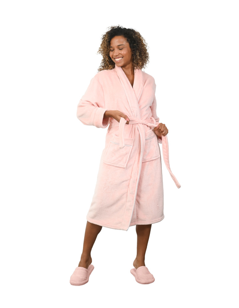 Peignoir polaire mixte avec passepoil...