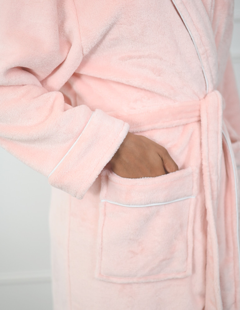 Peignoir polaire mixte avec passepoil...