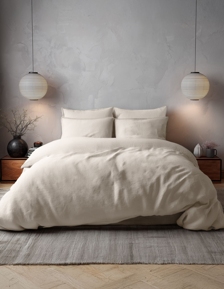 Drap housse en percale lavée bonnet...