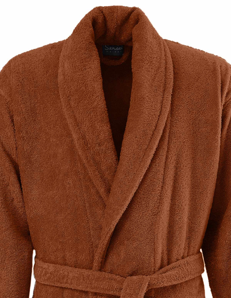 Peignoir col châle en coton...