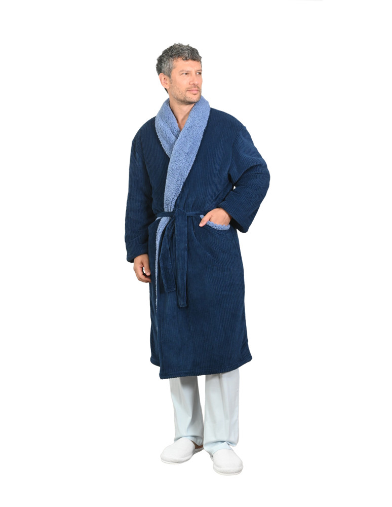 Peignoir polaire mixte côtelé ultra...