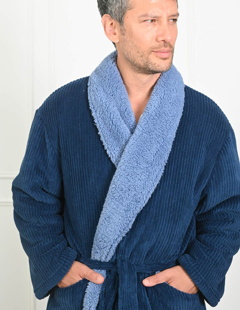 Peignoir polaire mixte côtelé ultra...