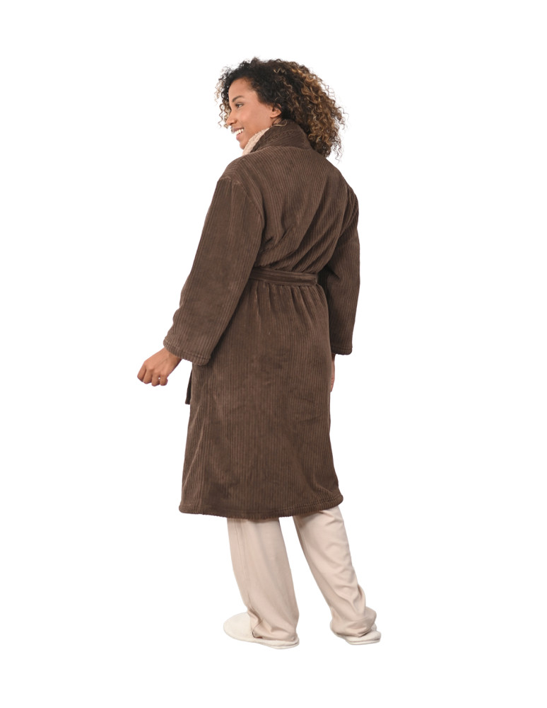 Peignoir polaire mixte côtelé ultra...