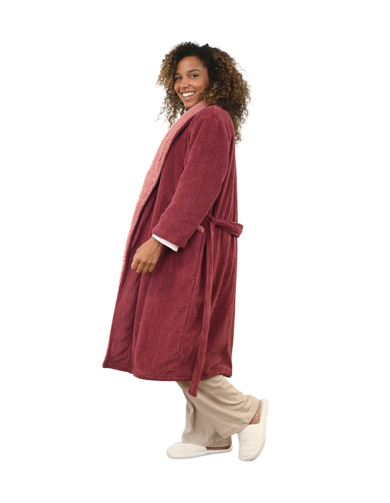 Peignoir polaire mixte côtelé ultra...