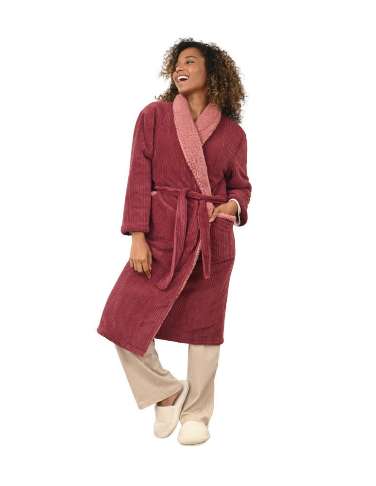 Peignoir polaire mixte côtelé ultra...