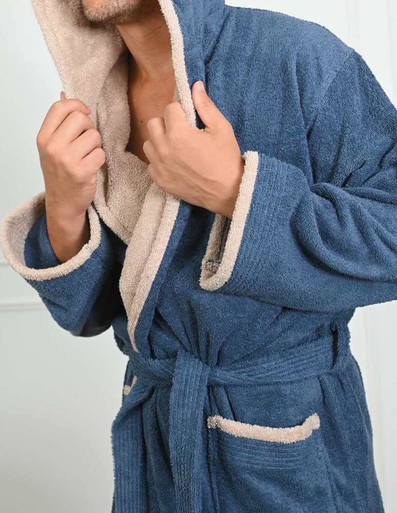 Peignoir mixte à capuche bicolore 420...