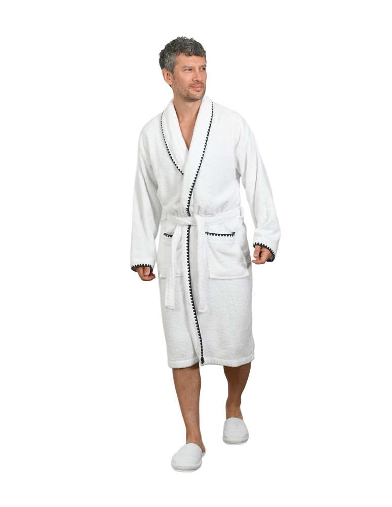 Peignoir mixte col châle point...