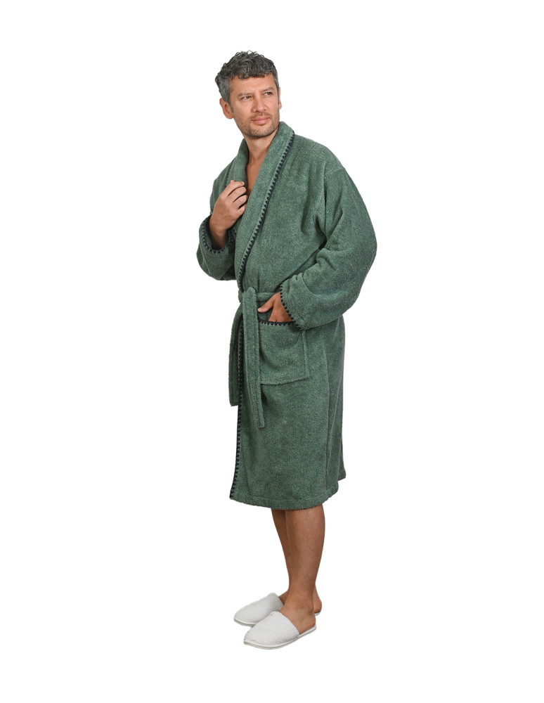 Peignoir mixte col châle point...