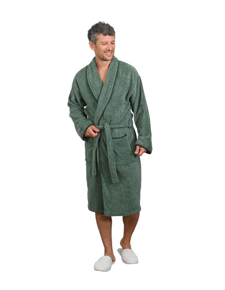 Peignoir mixte col châle point...