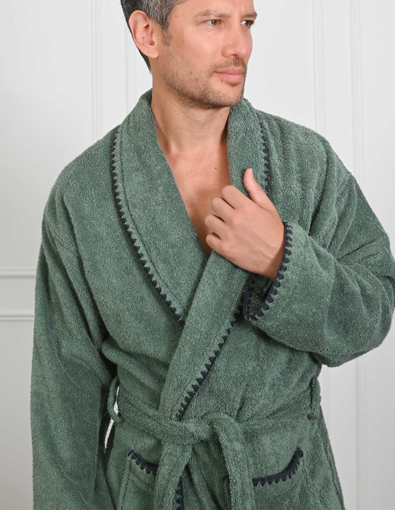 Peignoir mixte col châle point...